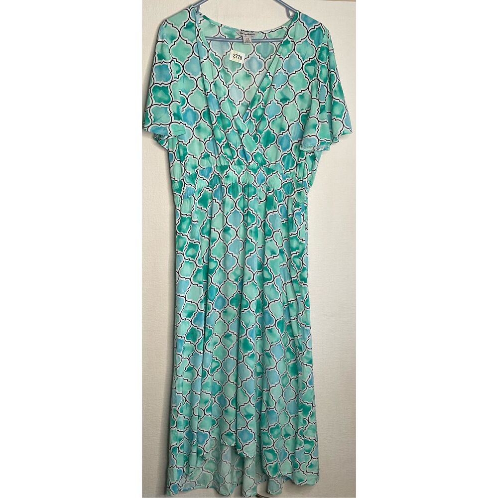 Tommy Bahama Dress Women's Size Large Hi Low Mumbai Medallion Maxi Coastal Artsy - Picture 6 of 12